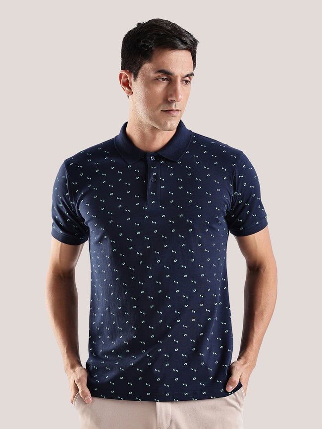 Men Navy Regular Fit Polo T-Shirt