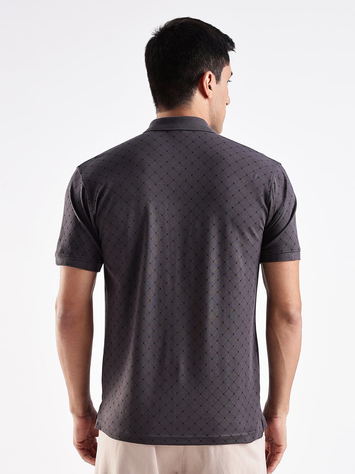 Men Grey Regular Fit Polo T-Shirt
