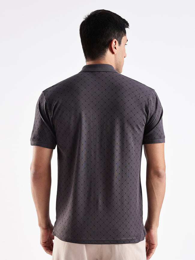 Men Grey Regular Fit Polo T-Shirt