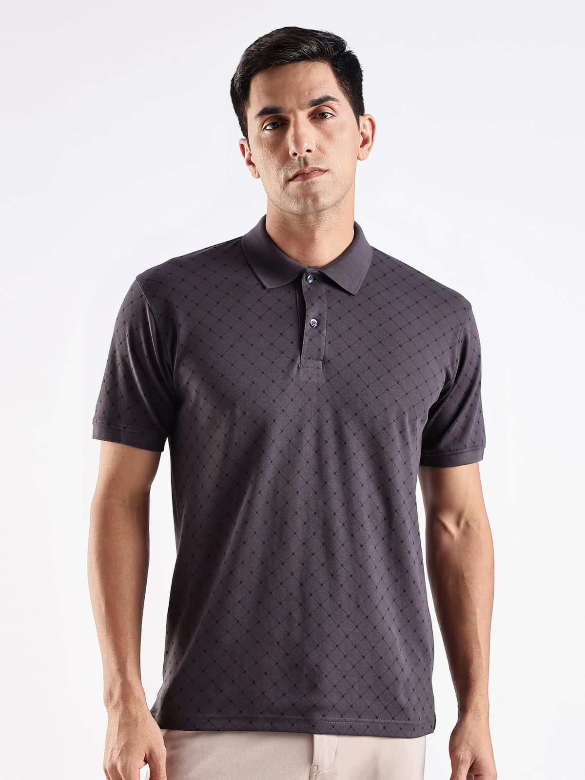 Men Grey Regular Fit Polo T-Shirt