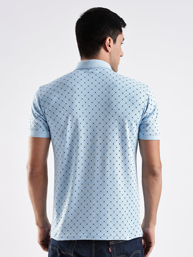 Men Sky Blue Regular Fit Polo T-Shirt