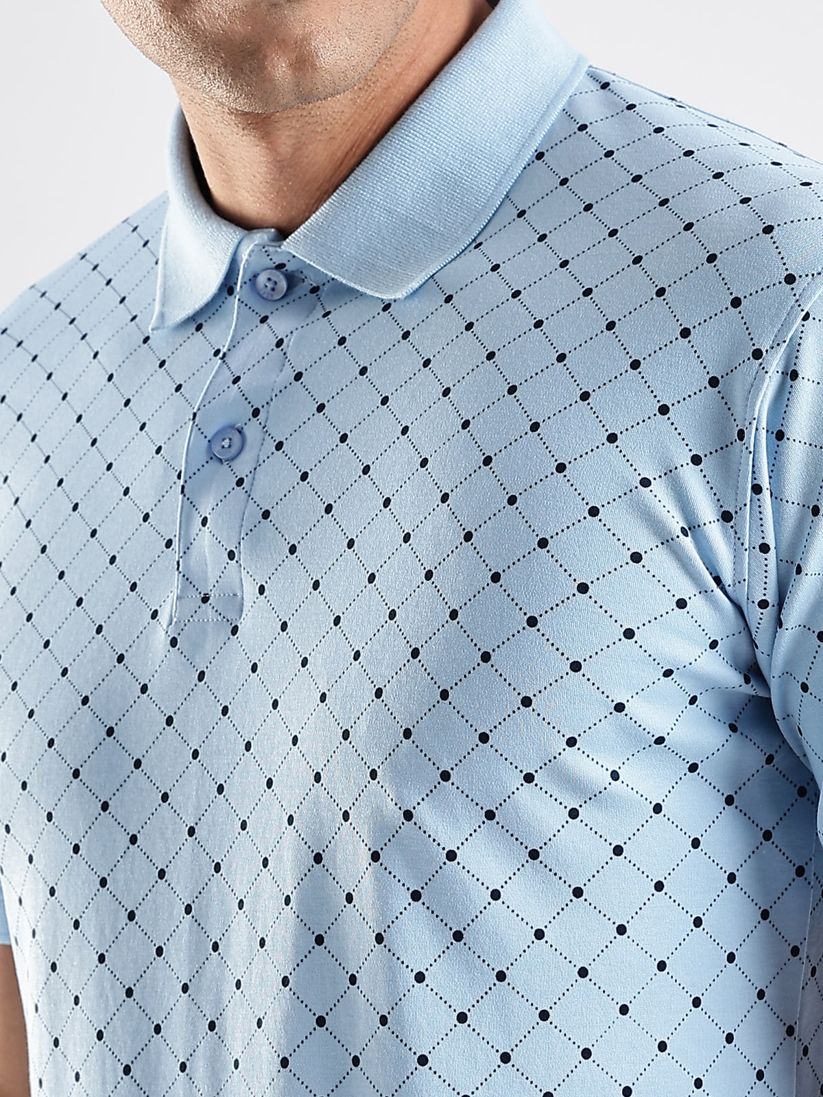 Men Sky Blue Regular Fit Polo T-Shirt