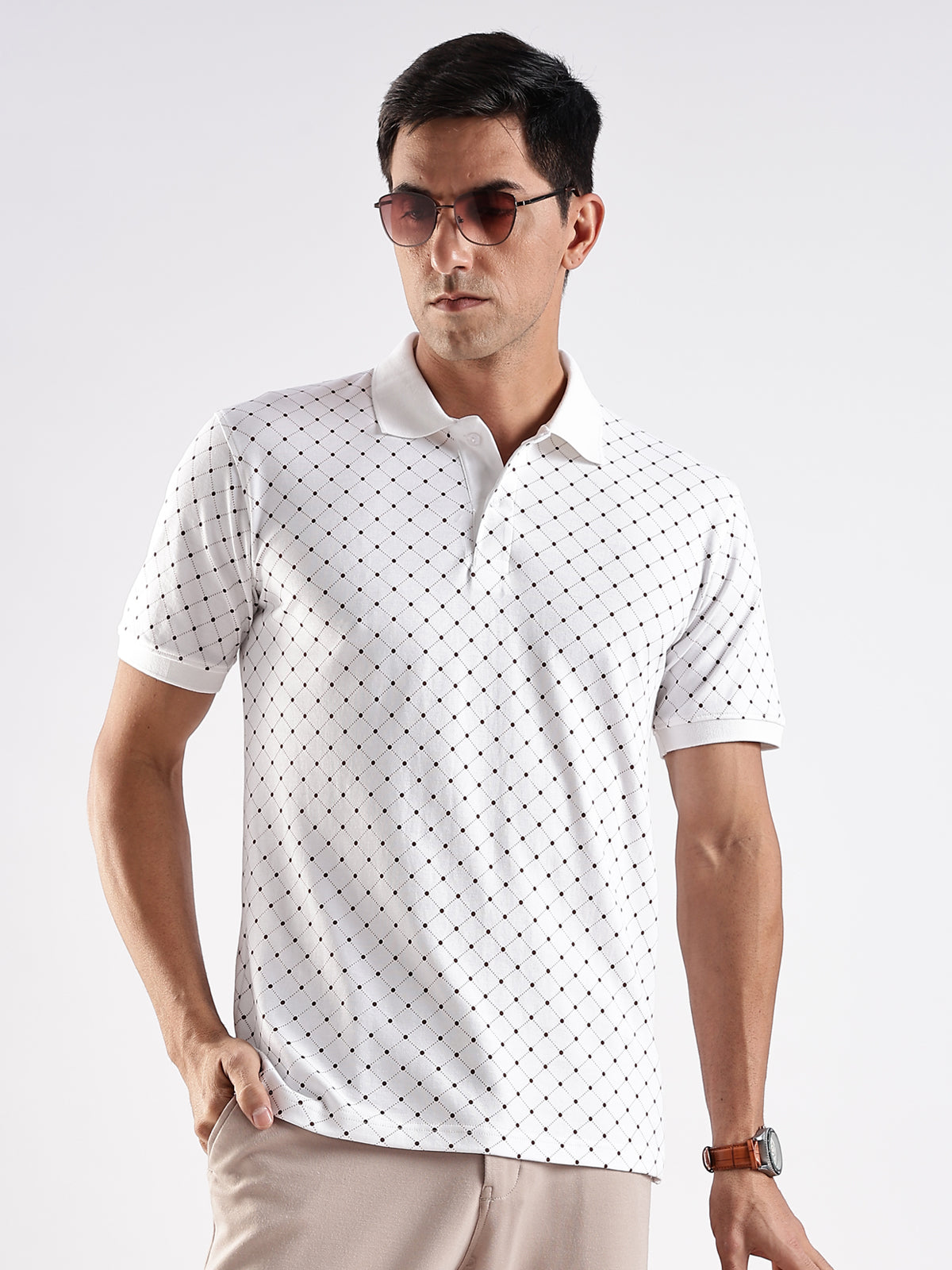 Men White Regular Fit Polo T-Shirt