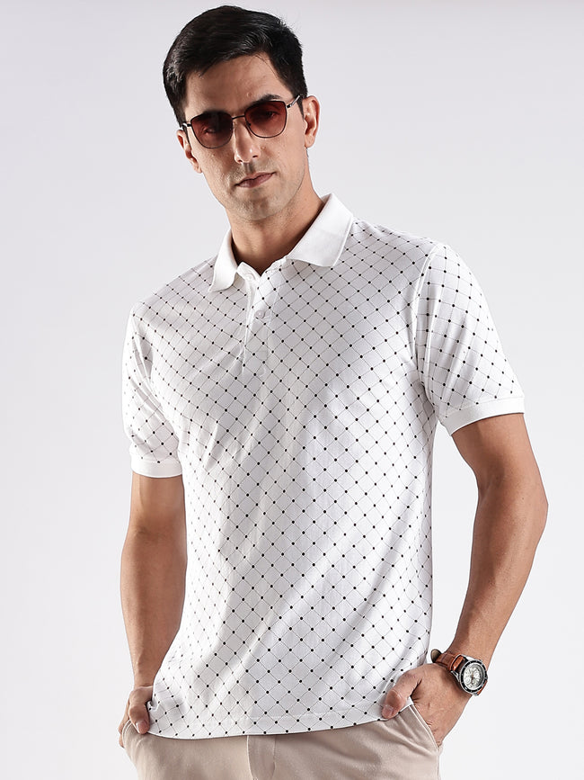 Men White Regular Fit Polo T-Shirt