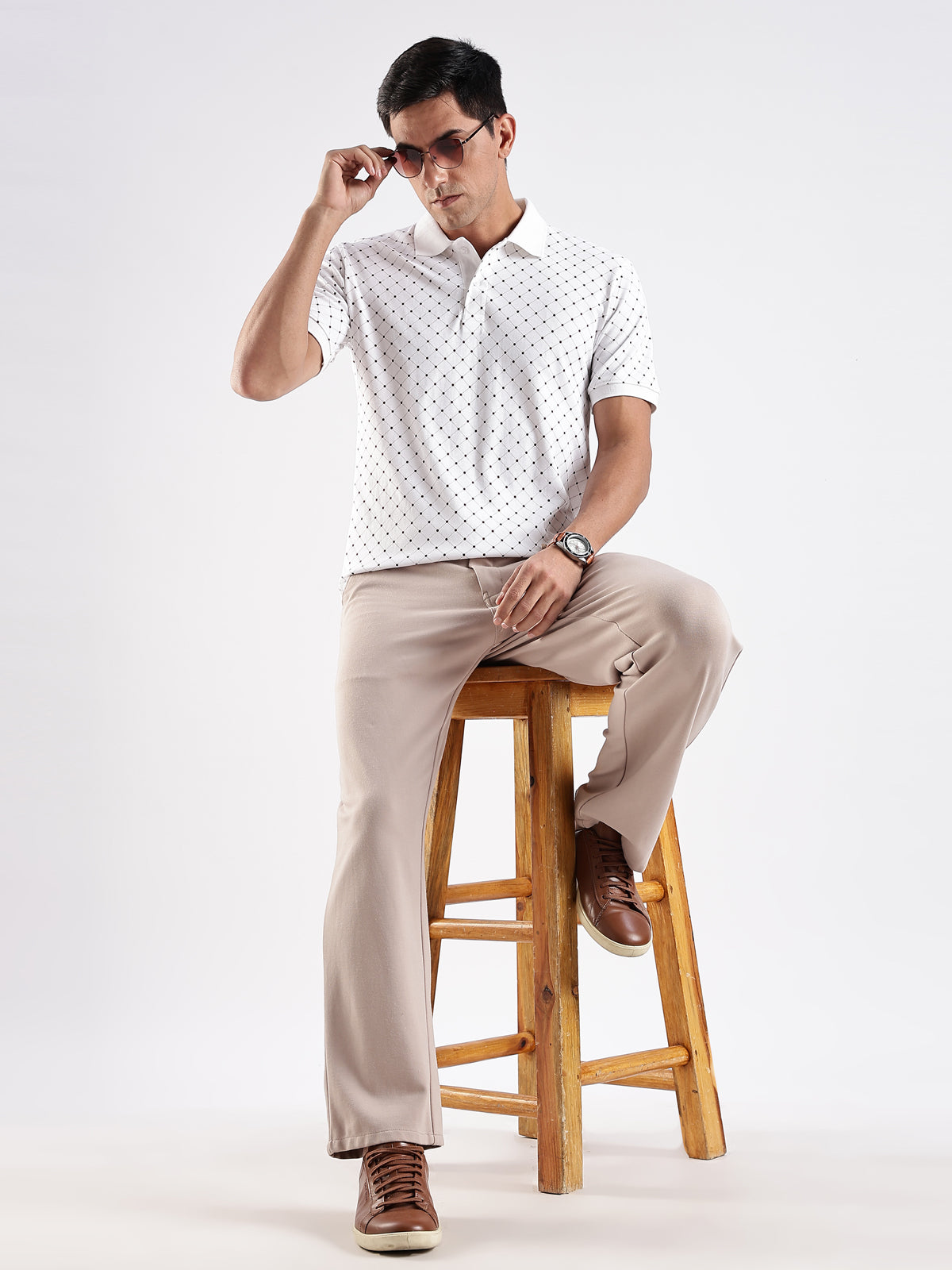 Men White Regular Fit Polo T-Shirt