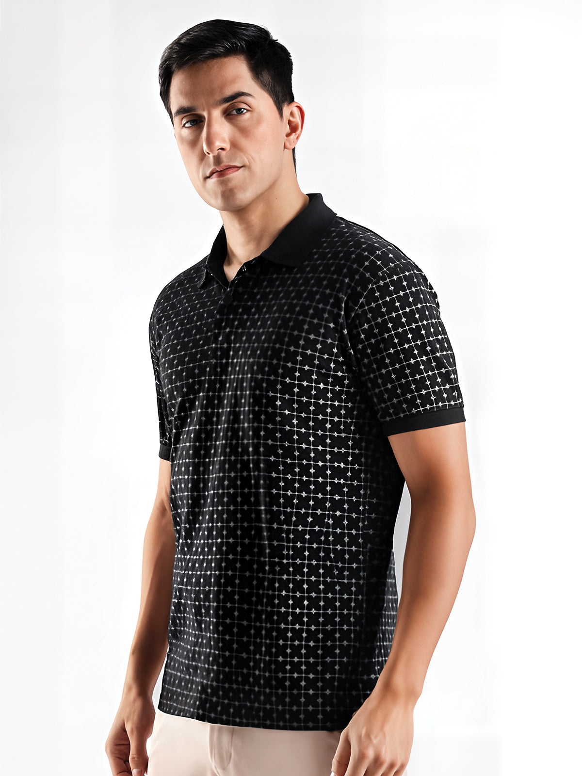 Men Black Regular Fit Polo T-Shirt