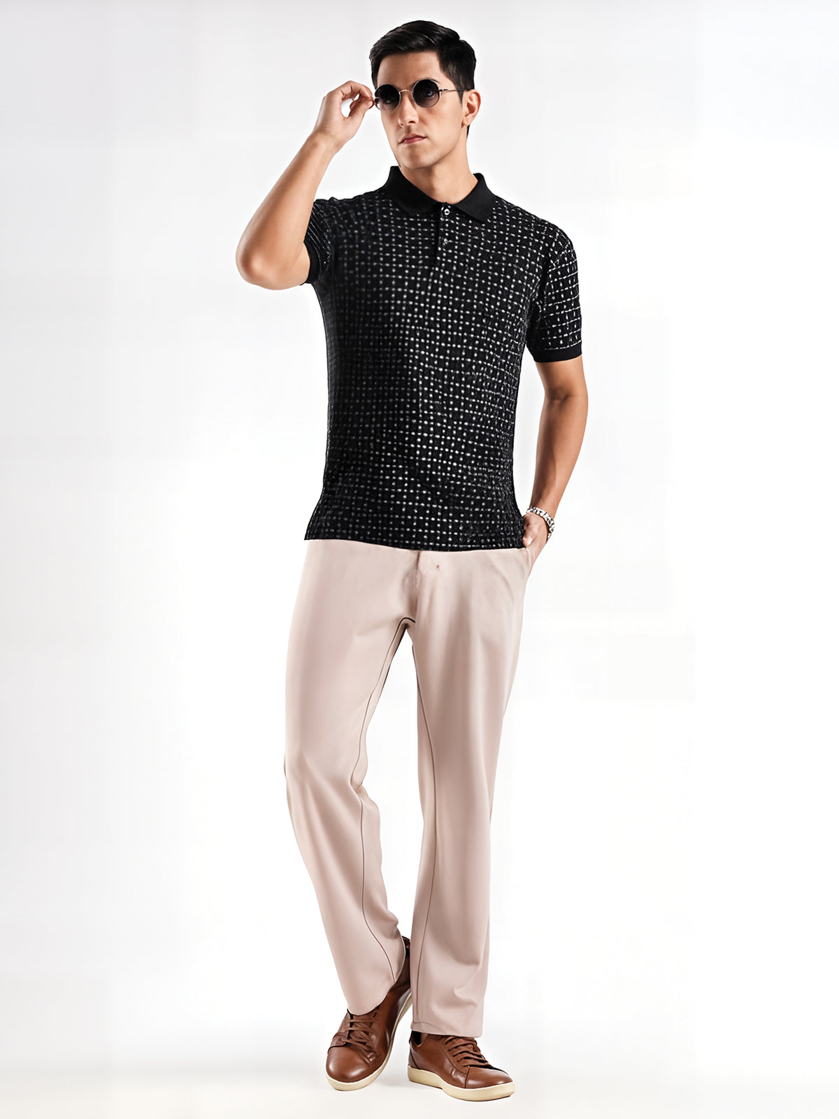 Men Black Regular Fit Polo T-Shirt