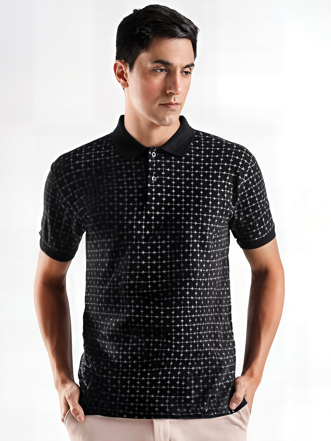 Men Black Regular Fit Polo T-Shirt