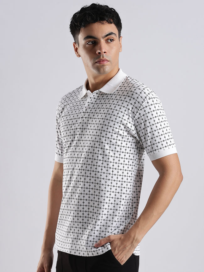Men White Regular Fit Polo T-Shirt