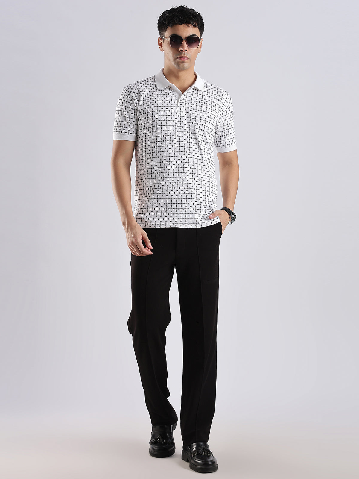 Men White Regular Fit Polo T-Shirt