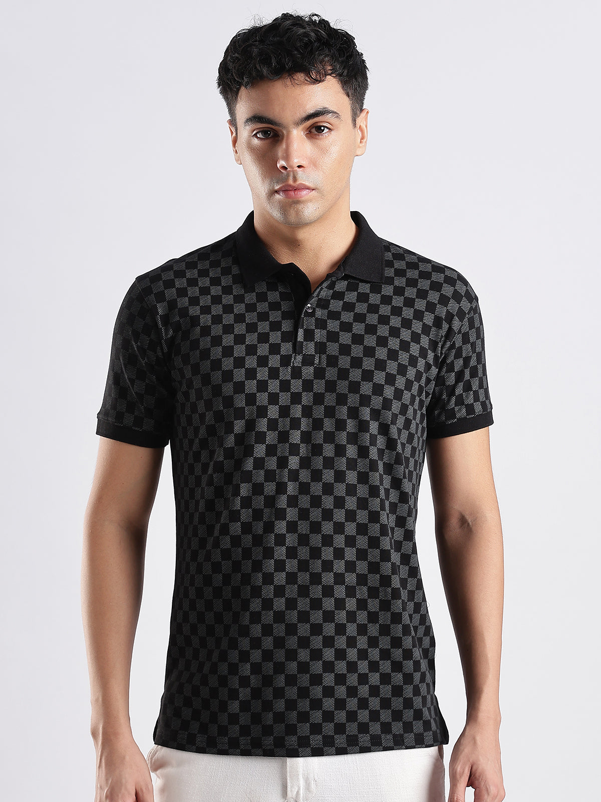 Men Black Regular Fit Polo T-Shirt