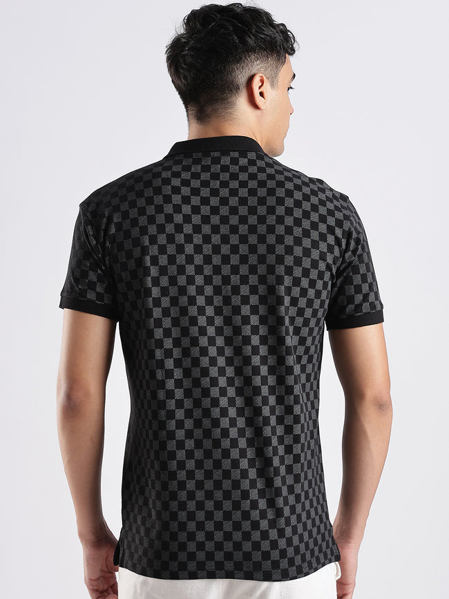 Men Black Regular Fit Polo T-Shirt