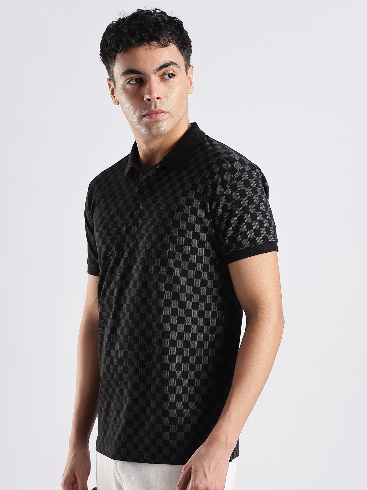 Men Black Regular Fit Polo T-Shirt