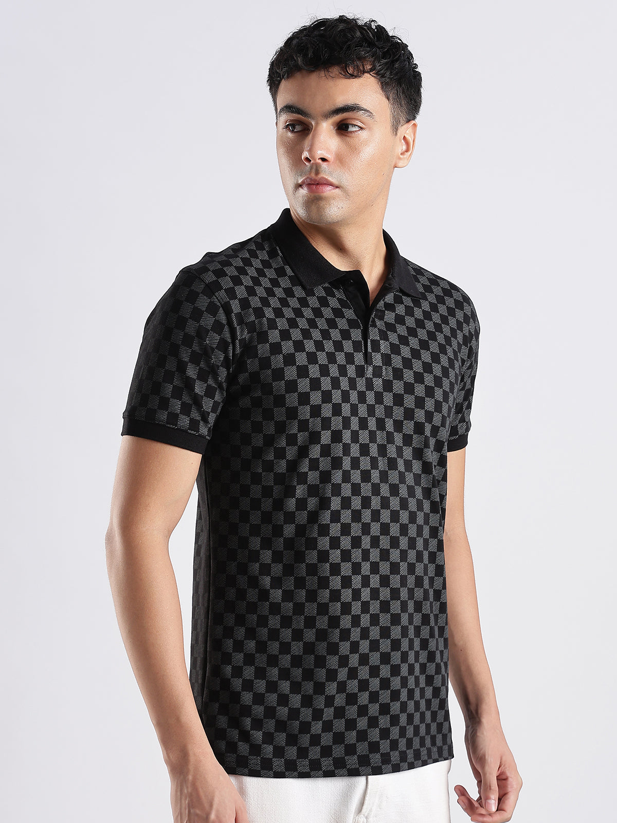 Men Black Regular Fit Polo T-Shirt