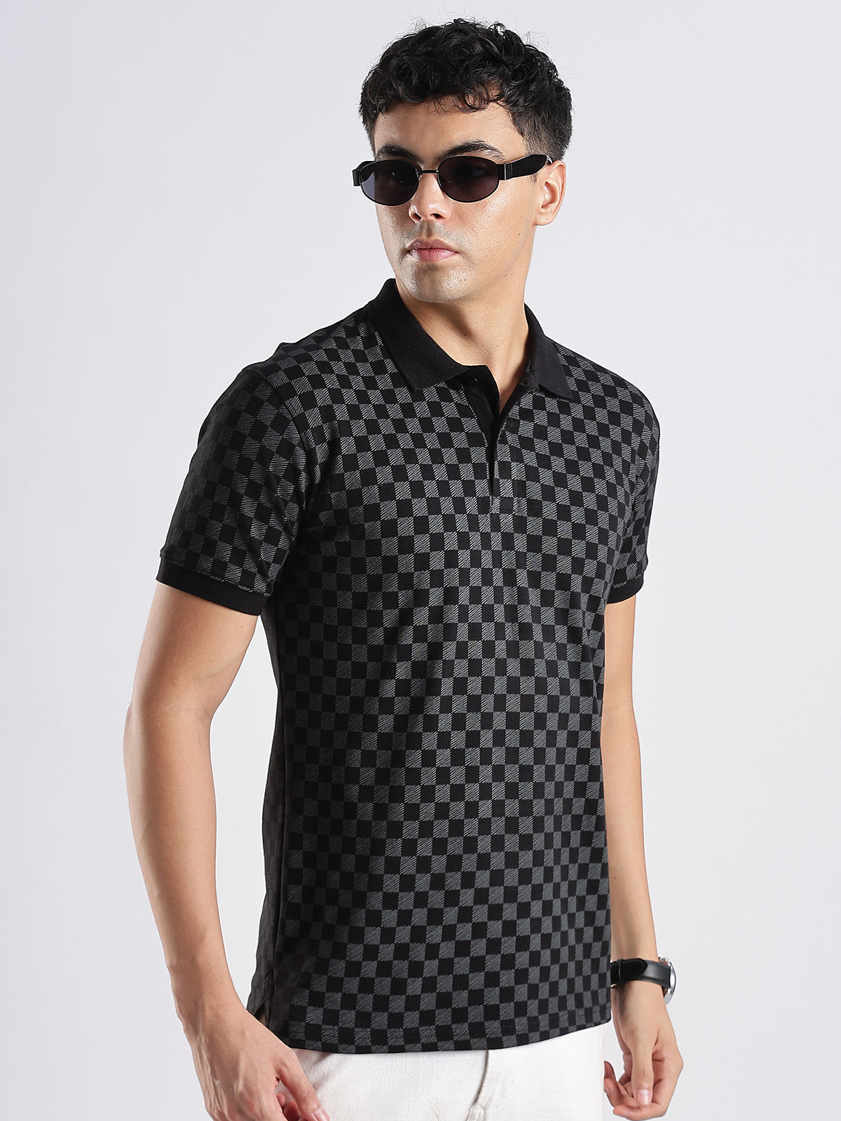 Men Black Regular Fit Polo T-Shirt