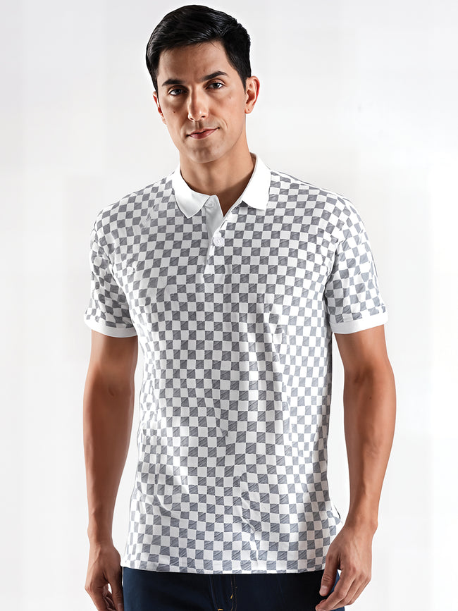 Men White Regular Fit Polo T-Shirt