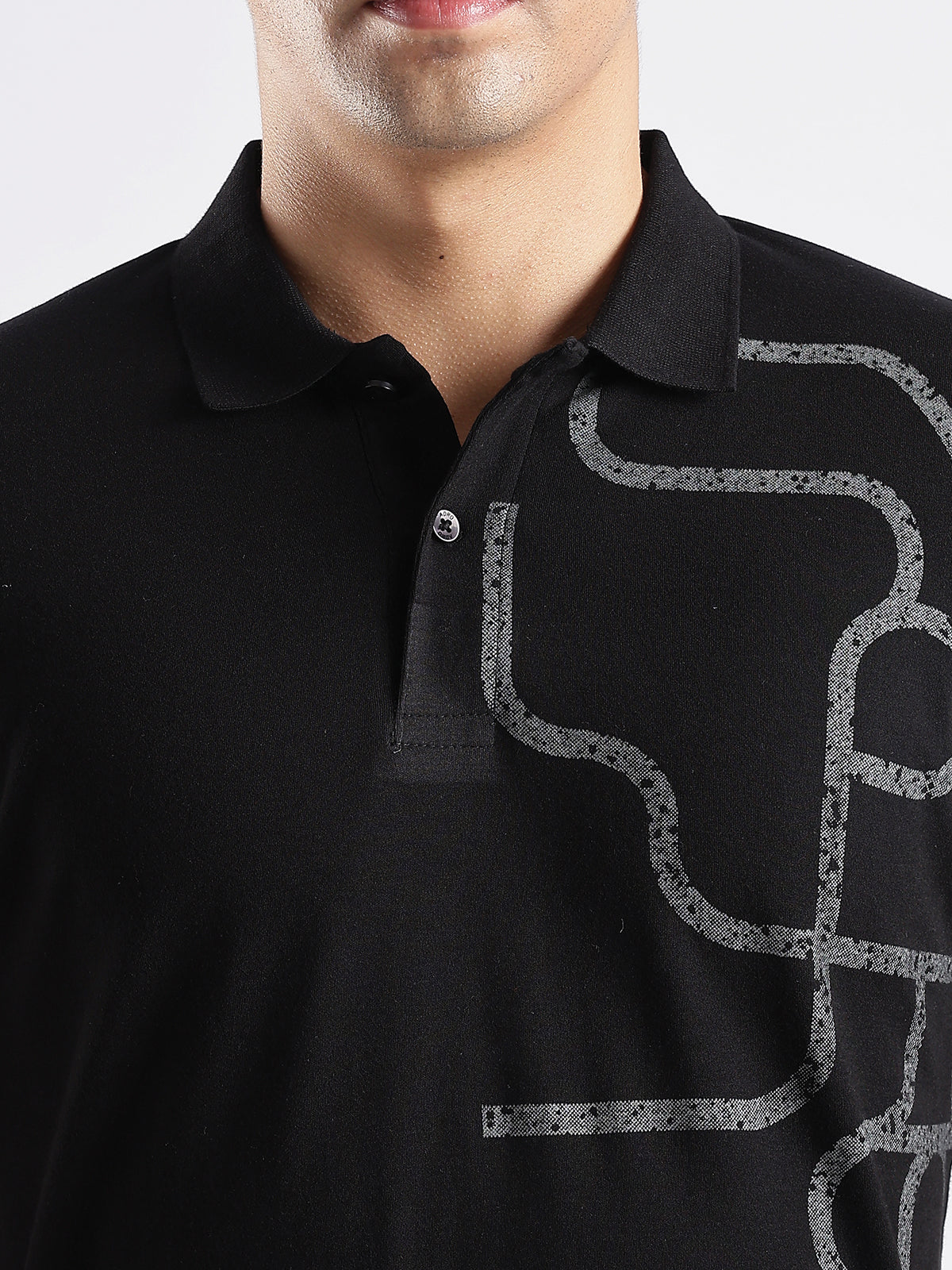 Men Black Regular Fit Polo T-Shirt