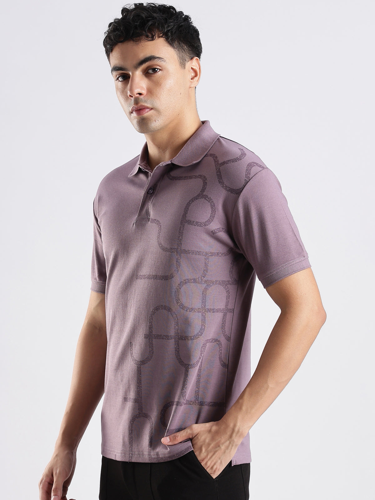 Men Mauve Regular Fit Polo T-Shirt
