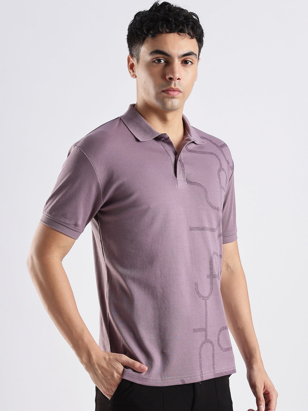 Men Mauve Regular Fit Polo T-Shirt