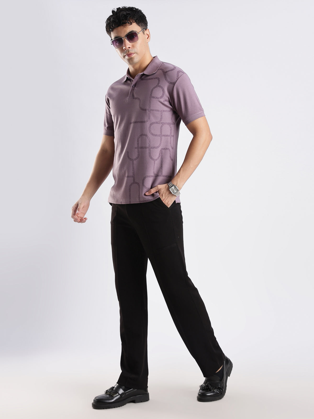 Men Mauve Regular Fit Polo T-Shirt
