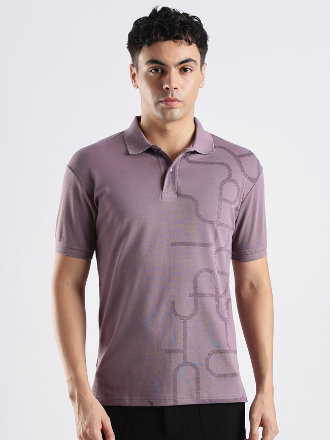 Men Mauve Regular Fit Polo T-Shirt