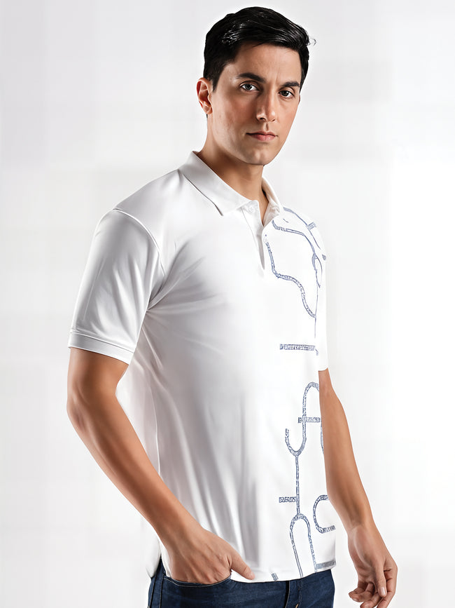 Men White Regular Fit Polo T-Shirt