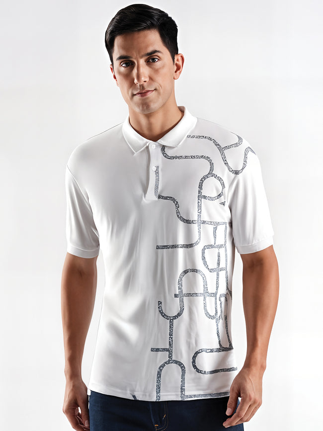Men White Regular Fit Polo T-Shirt