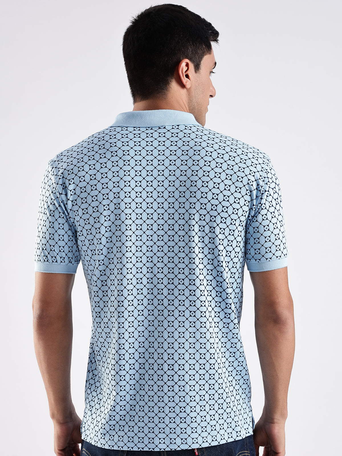 Men Sky Blue Regular Fit Polo T-Shirt