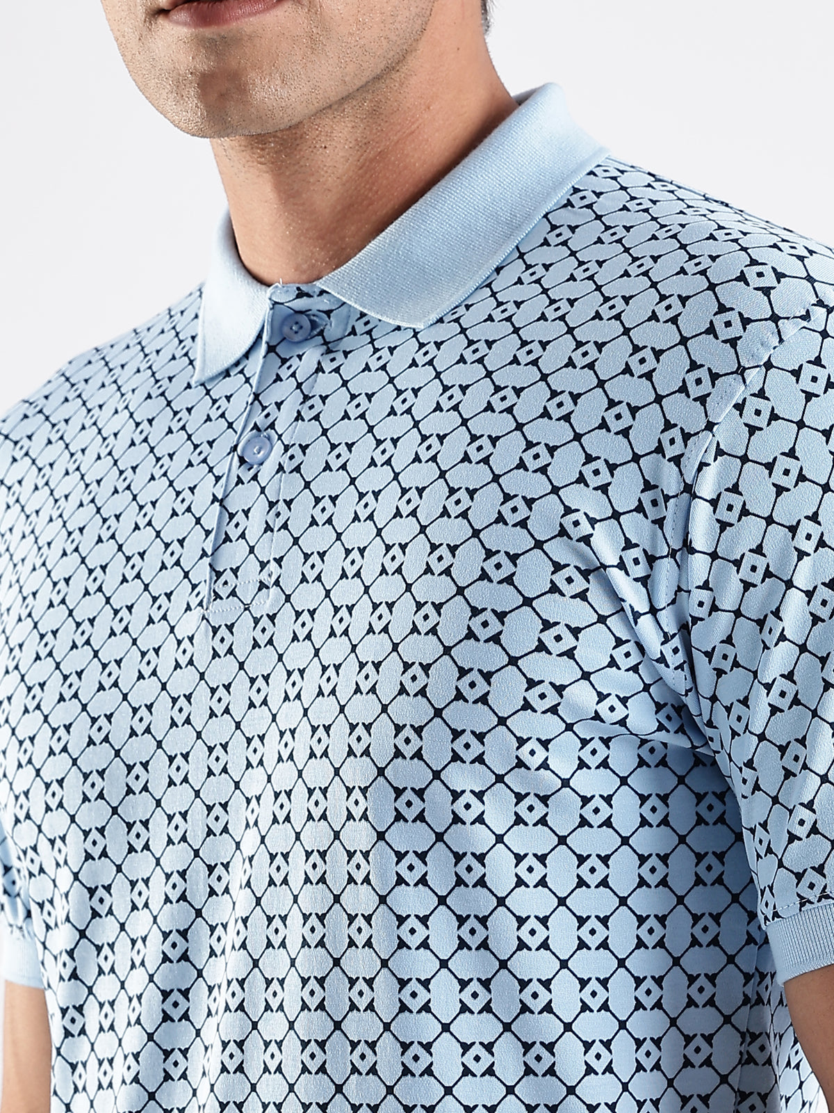 Men Sky Blue Regular Fit Polo T-Shirt