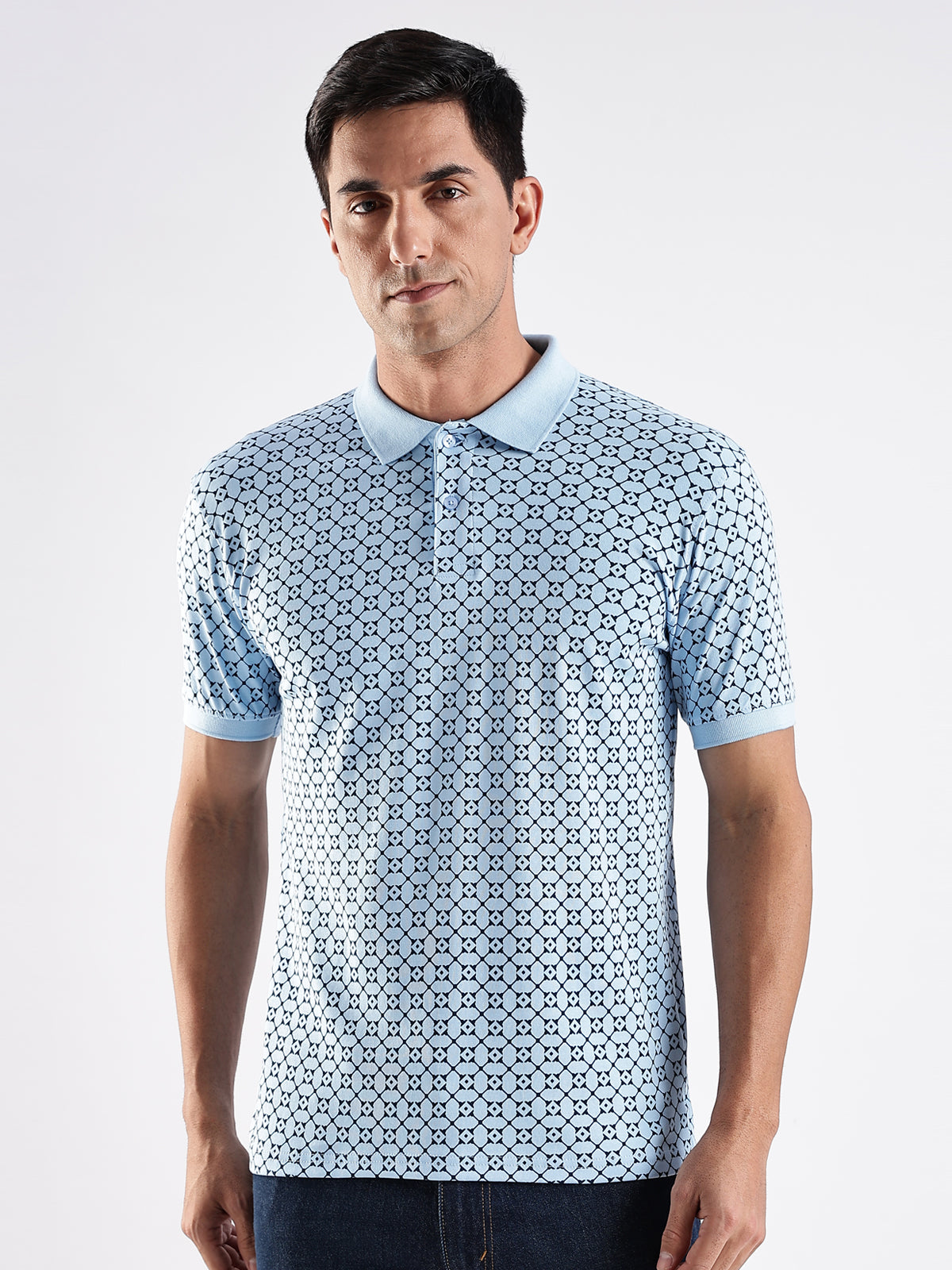 Men Sky Blue Regular Fit Polo T-Shirt