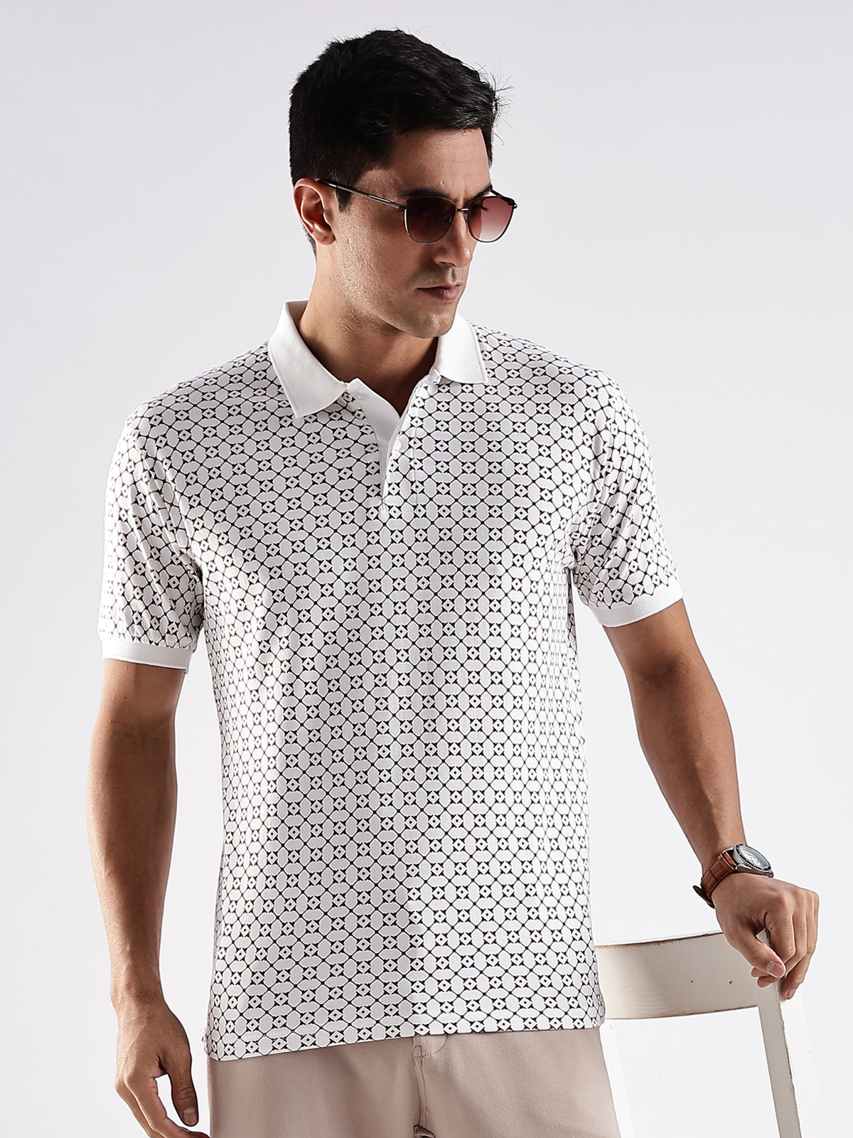 Men White Regular Fit Polo T-Shirt
