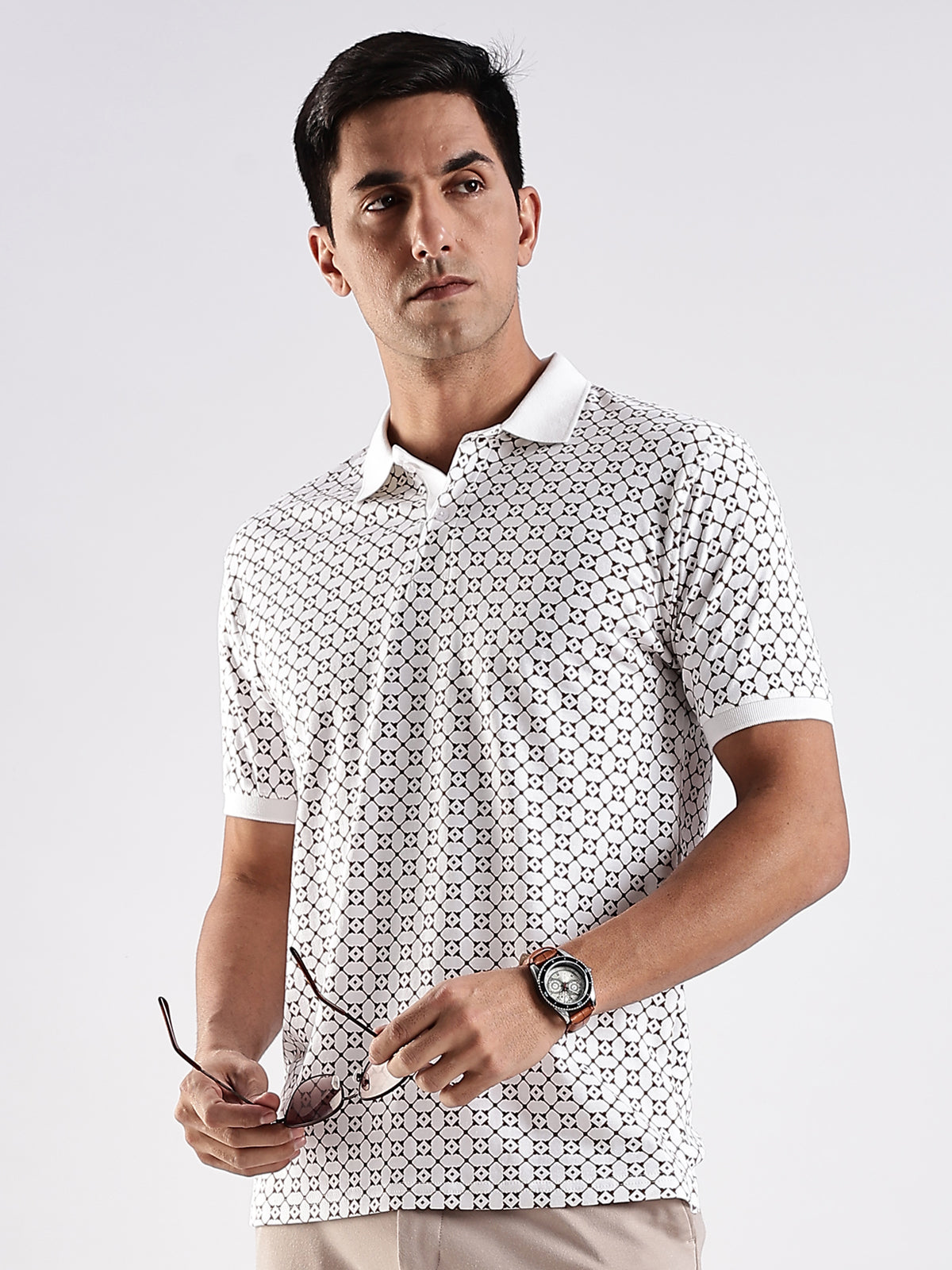 Men White Regular Fit Polo T-Shirt