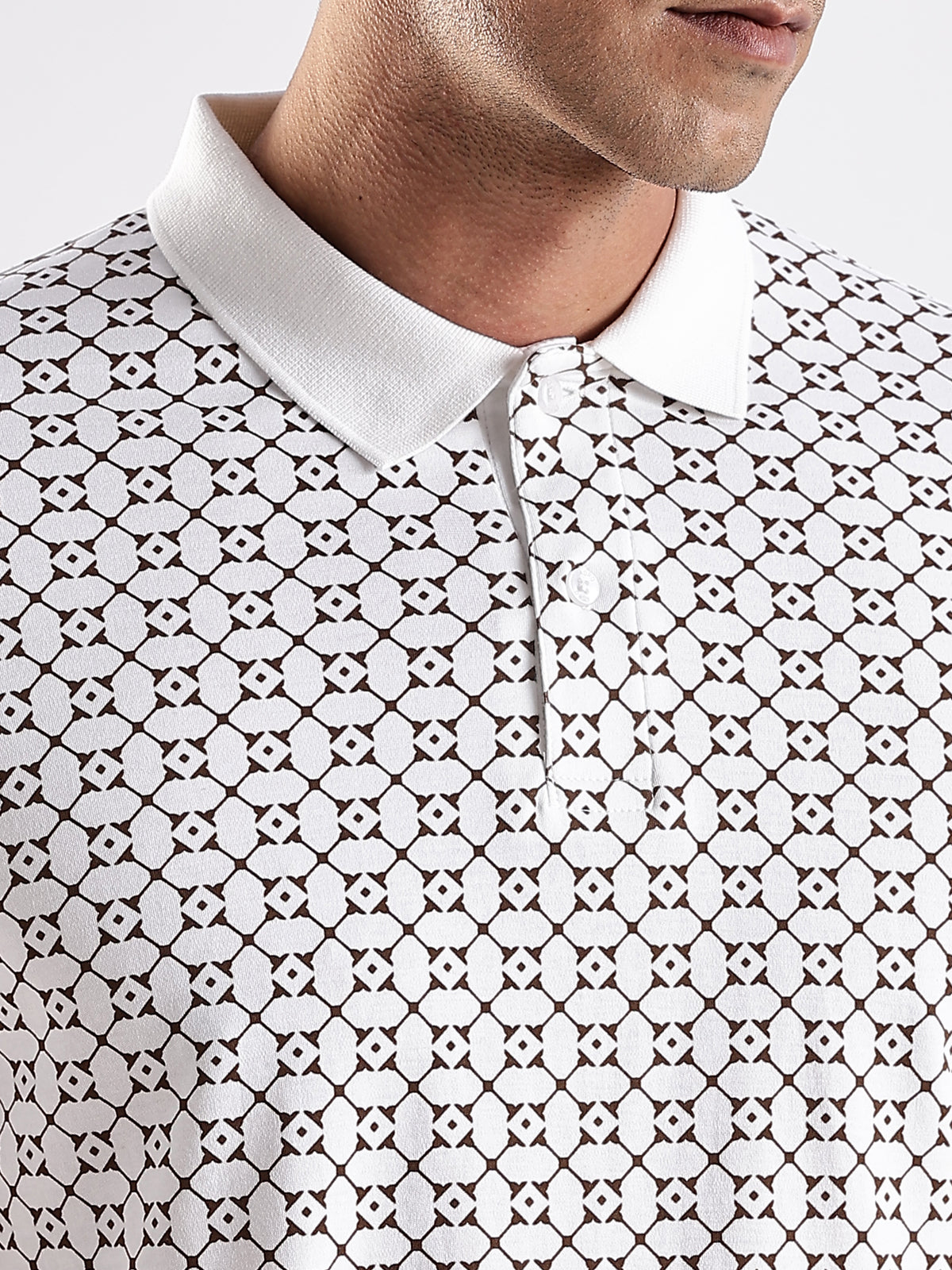 Men White Regular Fit Polo T-Shirt