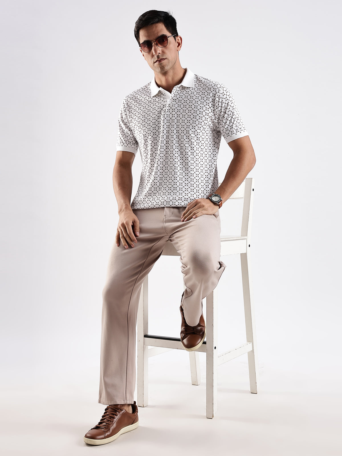 Men White Regular Fit Polo T-Shirt
