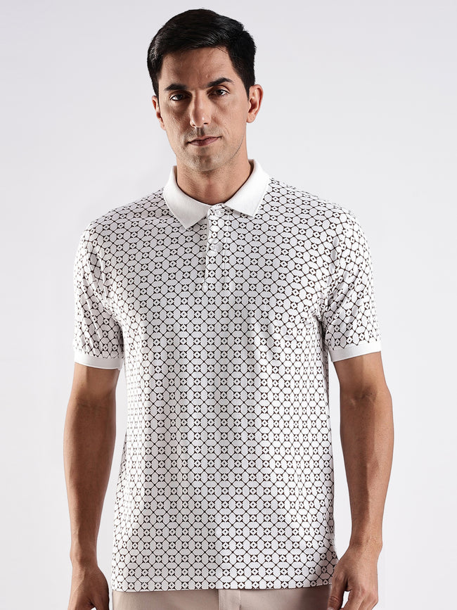 Men White Regular Fit Polo T-Shirt