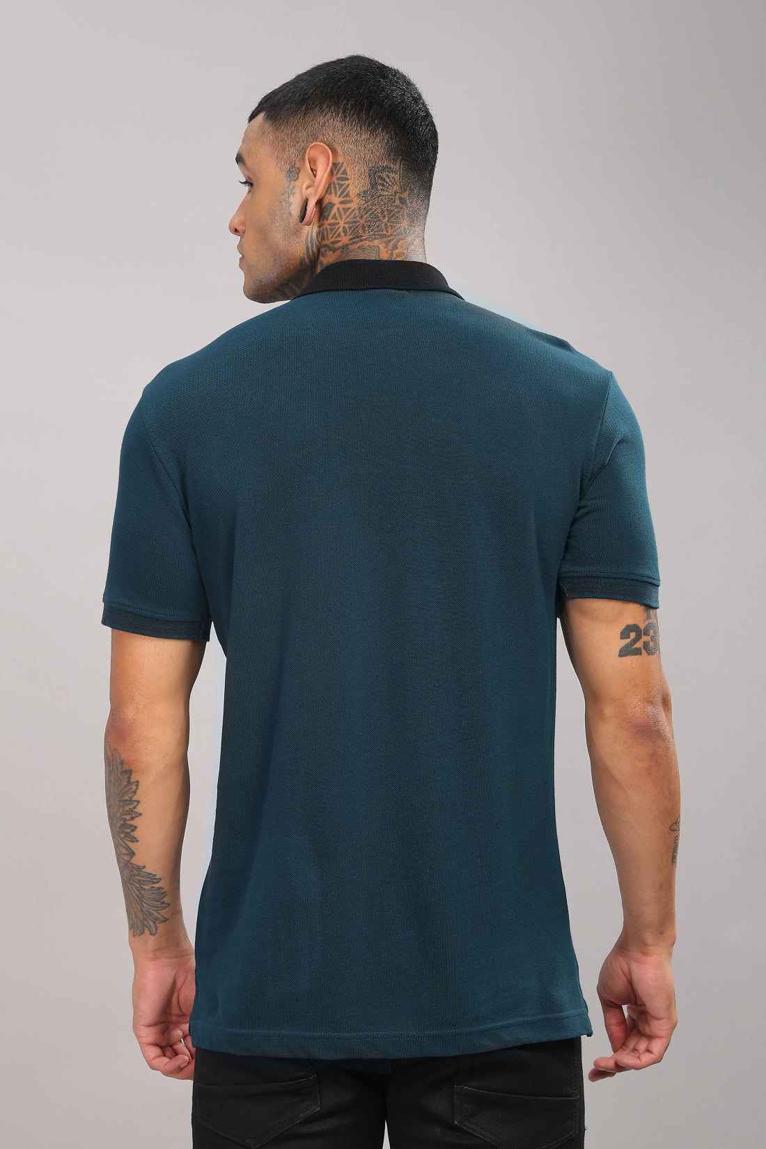 Men Dark Teal Regular Fit Polo T-Shirt