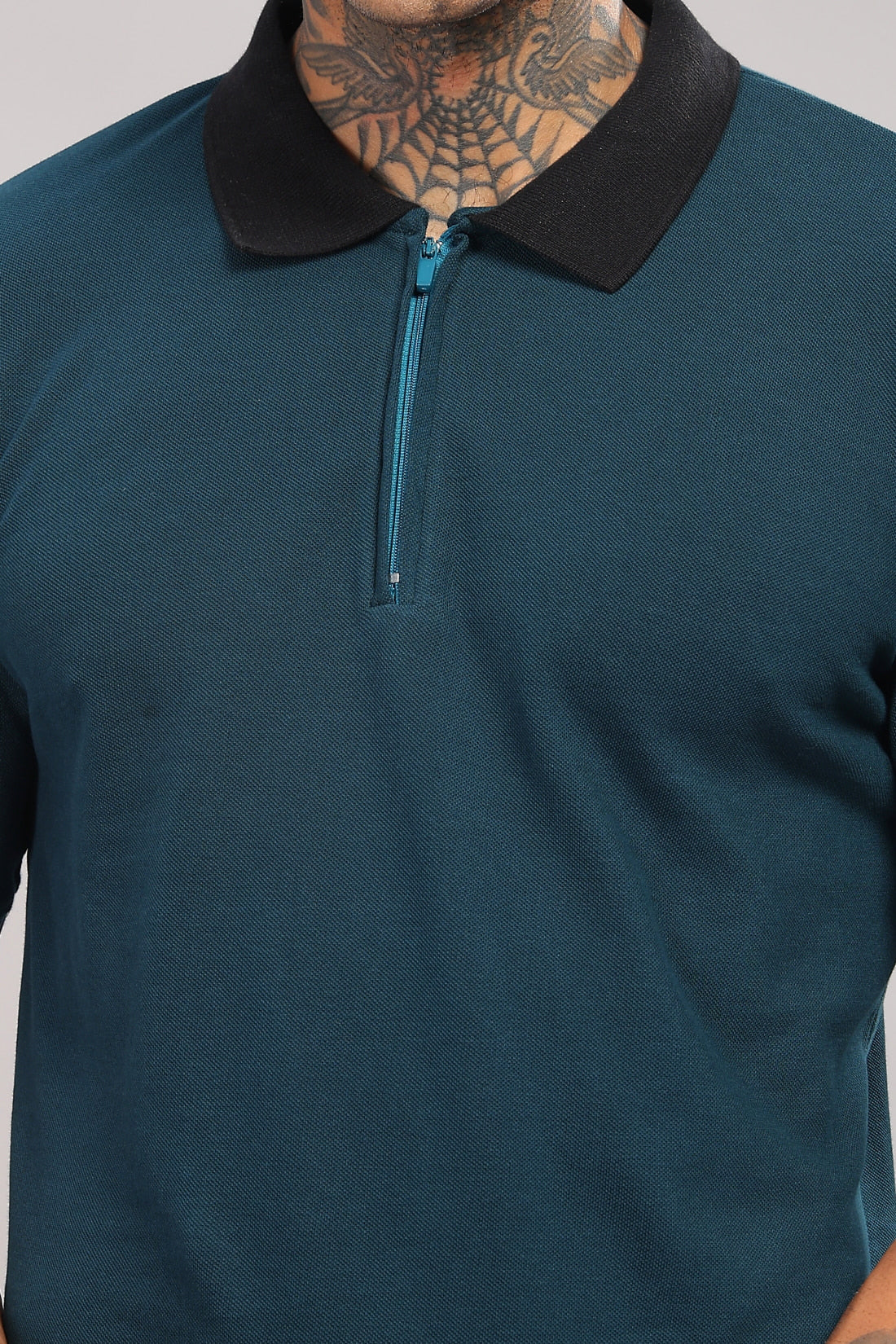 Men Dark Teal Regular Fit Polo T-Shirt