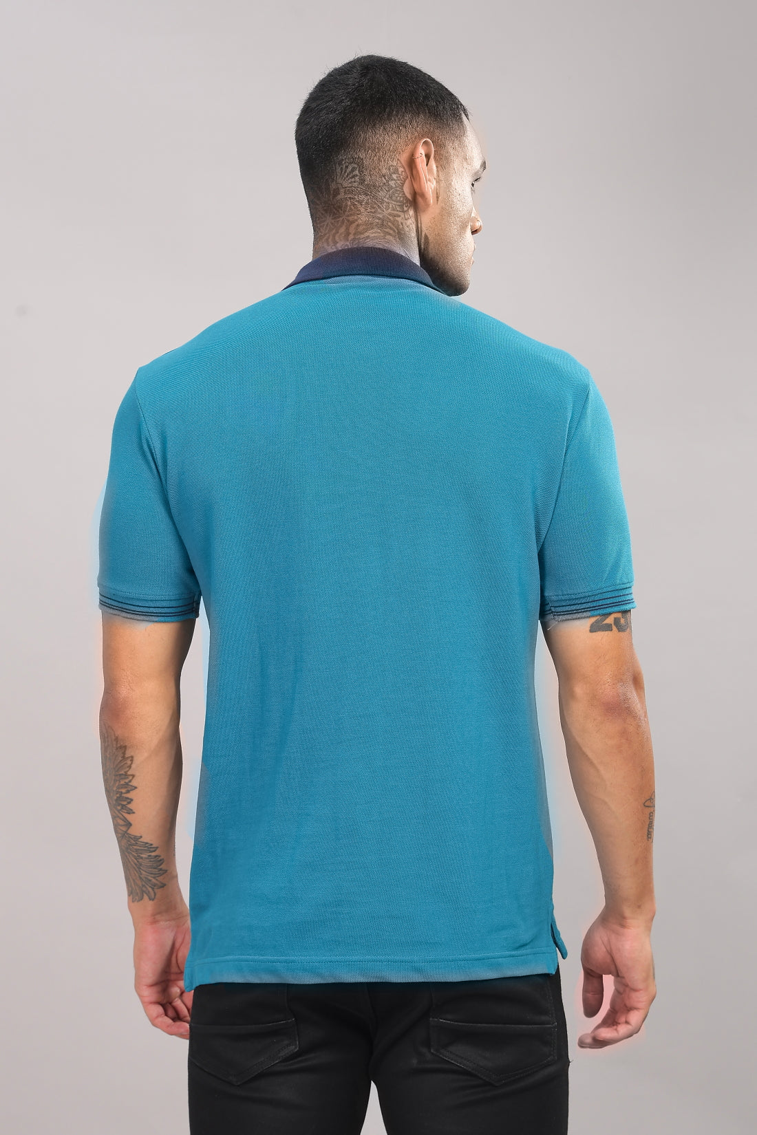 Men Deep Lagoon Regular Fit Polo T-Shirt