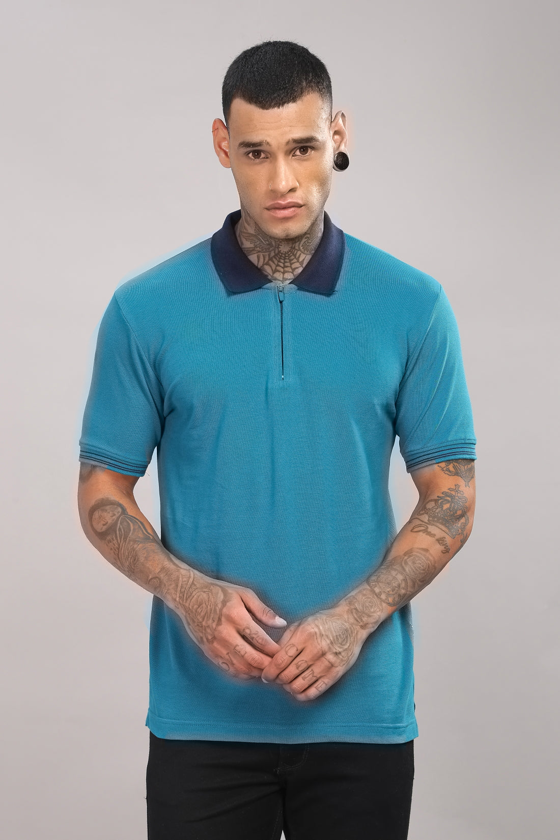 Men Deep Lagoon Regular Fit Polo T-Shirt