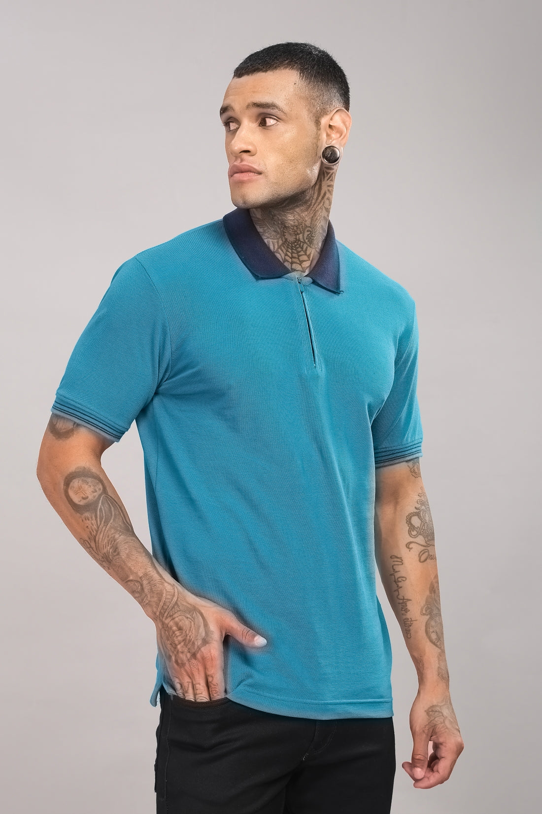 Men Deep Lagoon Regular Fit Polo T-Shirt