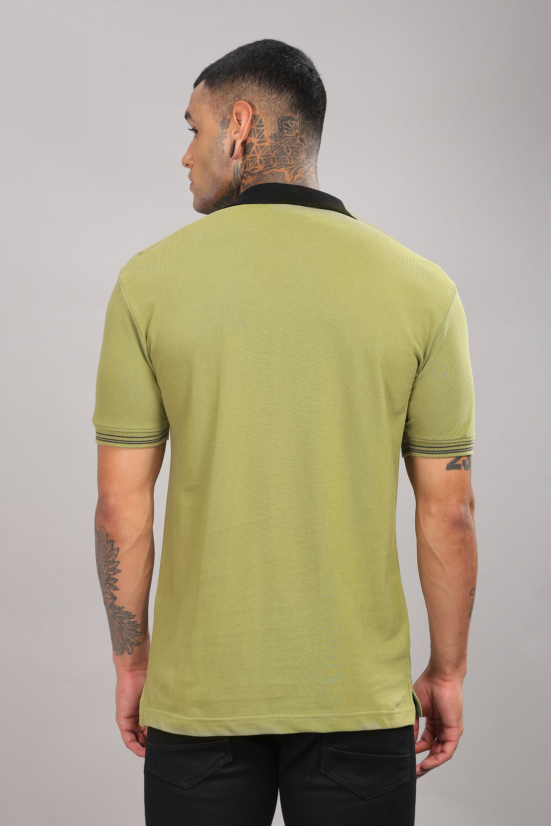 Men Olive Regular Fit Polo T-Shirt