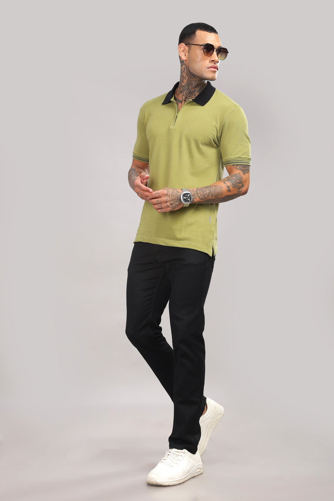Men Olive Regular Fit Polo T-Shirt