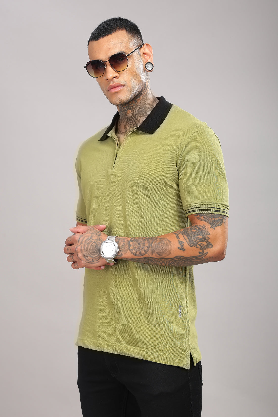 Men Olive Regular Fit Polo T-Shirt