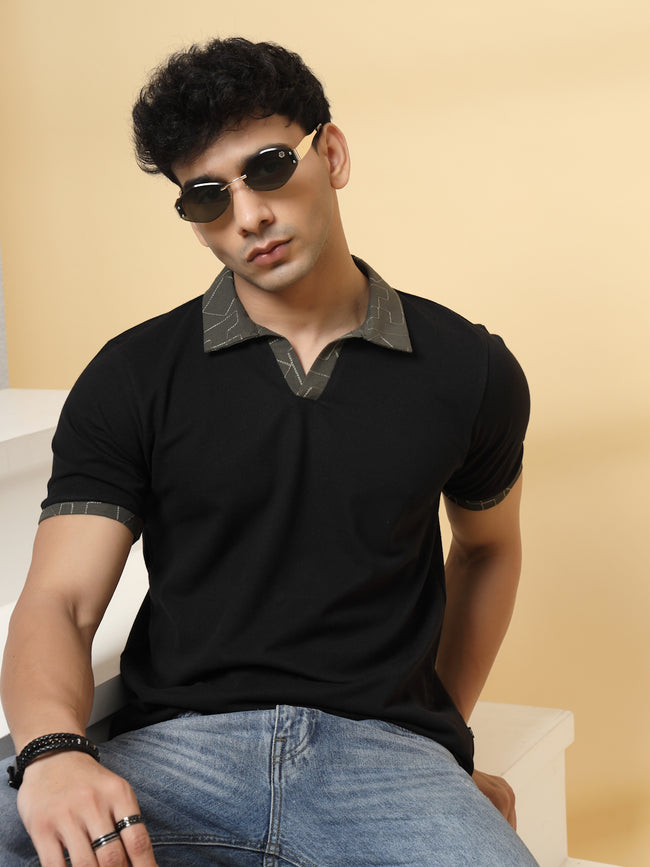Men Black Polo T-shirt