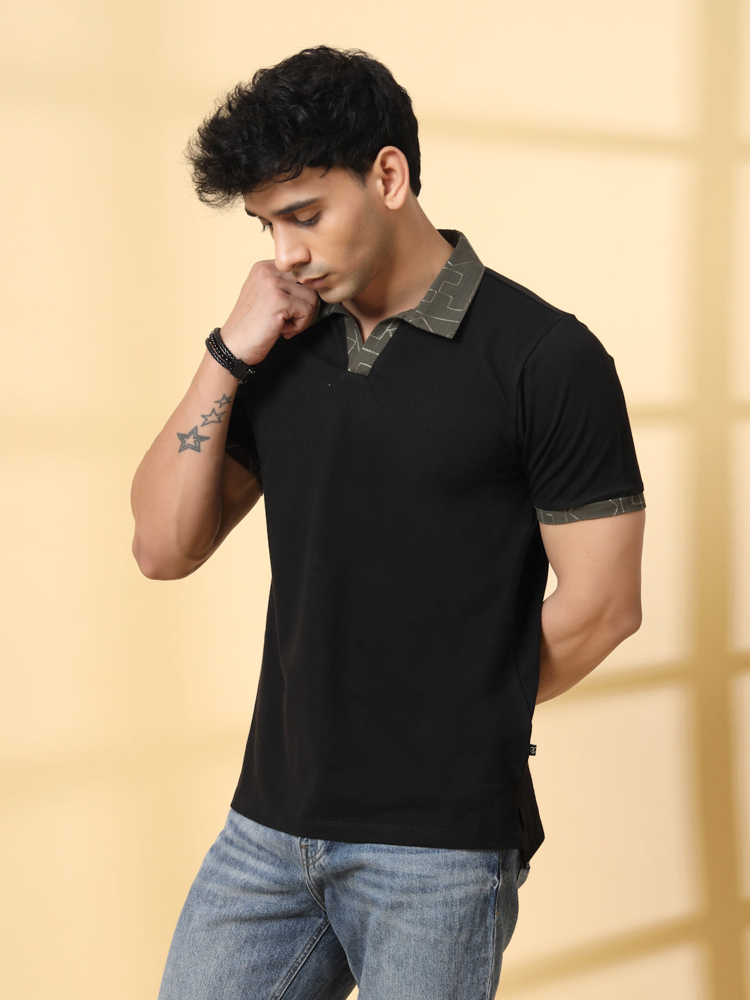 Men Black Polo T-shirt
