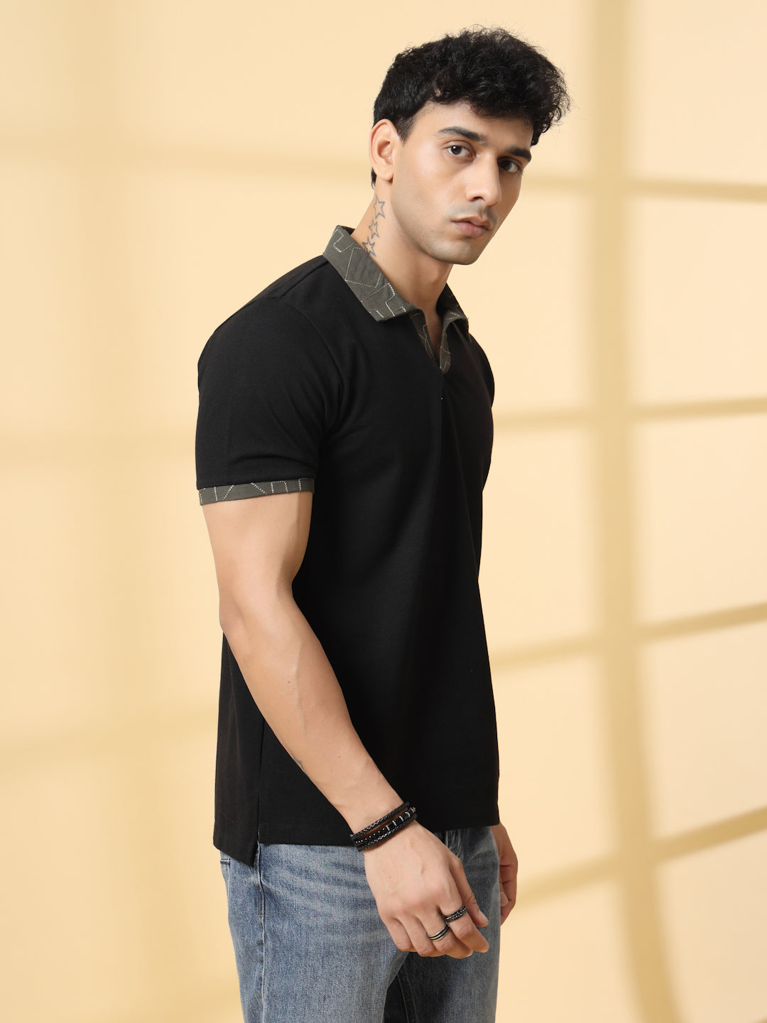 Men Black Polo T-shirt