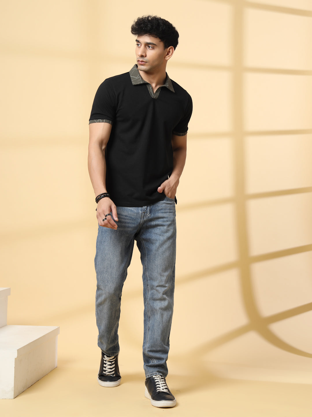 Men Black Polo T-shirt
