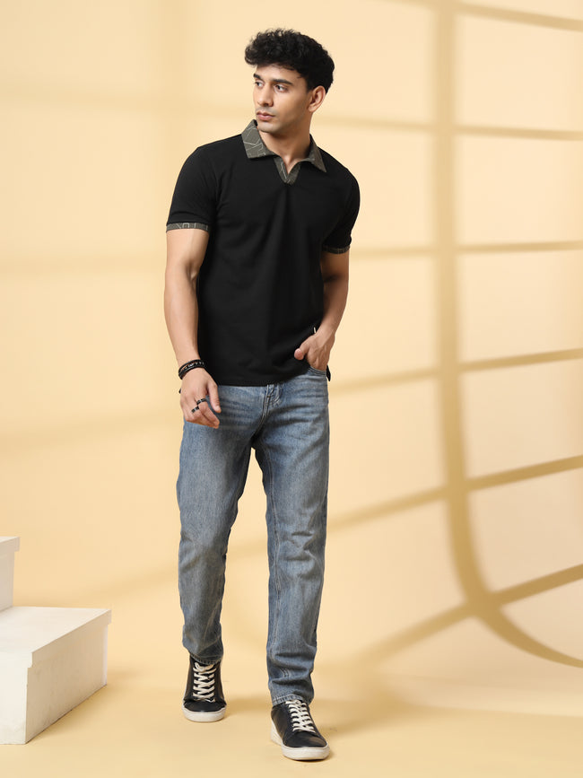 Men Black Polo T-shirt