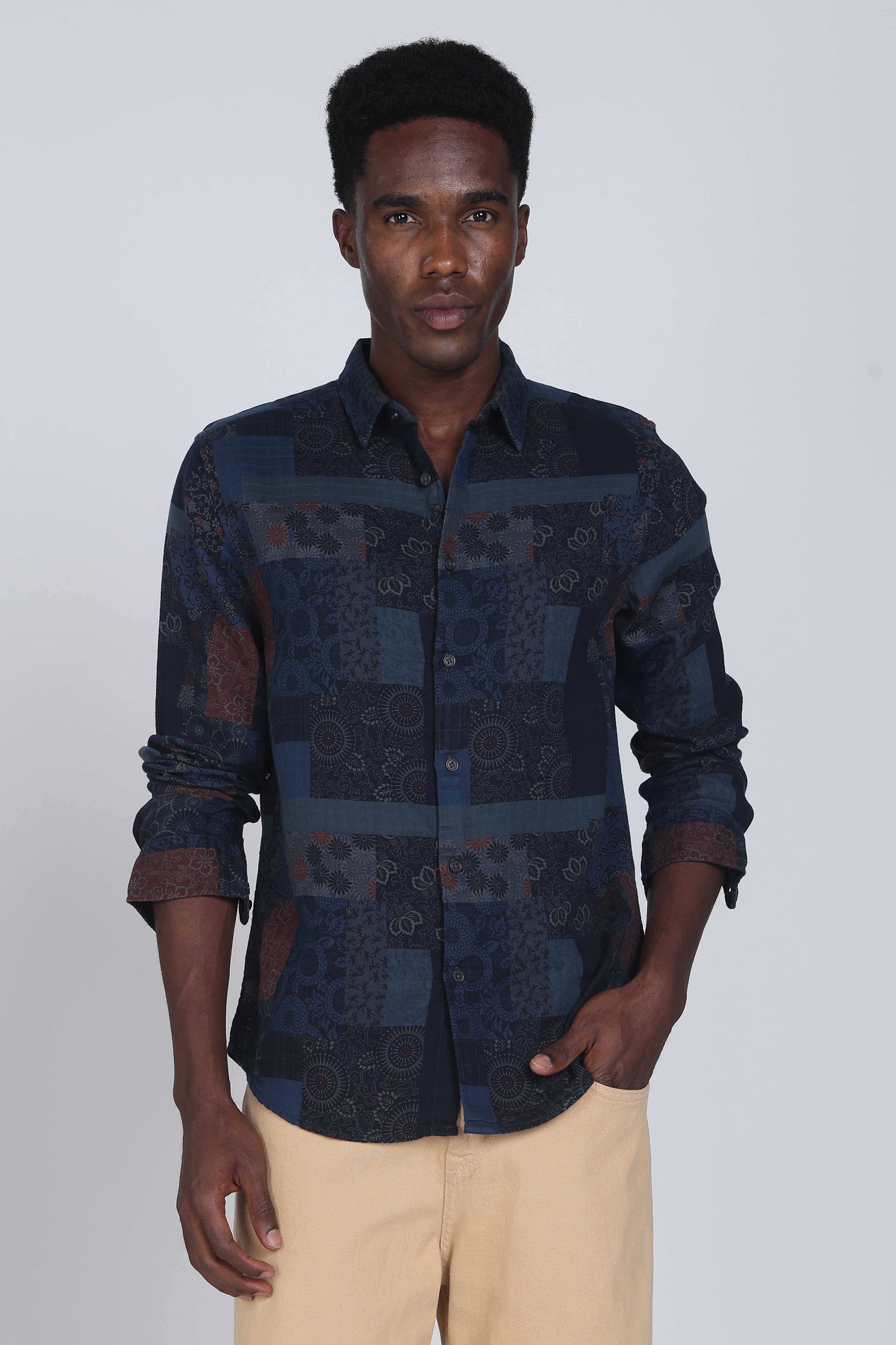 Men Green Multi Patch Print Shirt