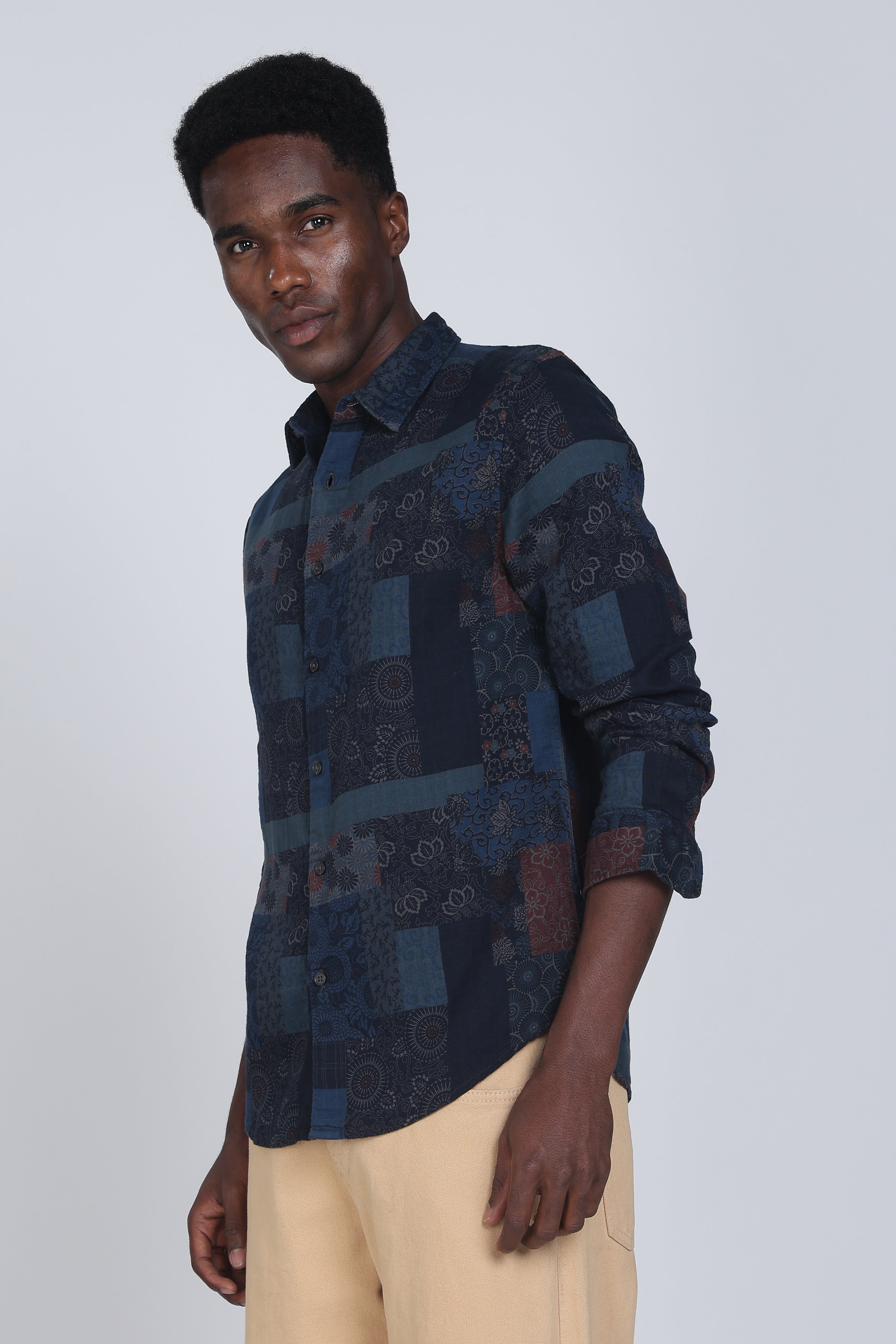 Men Green Multi Patch Print Shirt